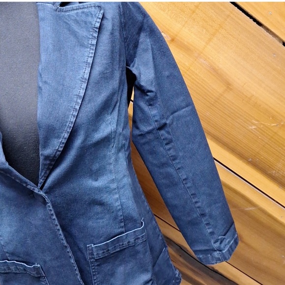 NWT DG2 Diane Gilman FLEX STRETCH Tailored 1-Button Blazer, Indigo Denim Jacket - Picture 6 of 12